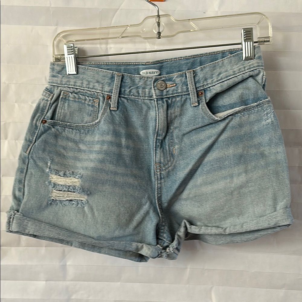 Old Navy Girls Light Wash Distressed Denim Cuffed Shorts Size 16